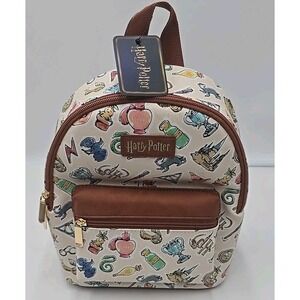 Bioworld‎ Harry Potter Hogwarts Icons Faux Leather Watercolor Mini Backpack NWT